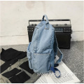 2022 Simple Leisure Style Jean Backpack Wear Resistant Denim College School Student Bag